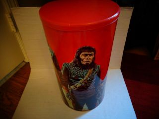 Vintage Planet of the Apes Metal Trash Can with Lid c.  1967 2