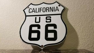 Vintage Us Route 66 Porcelain Gas Auto Road Travel Old Highway Station Sign