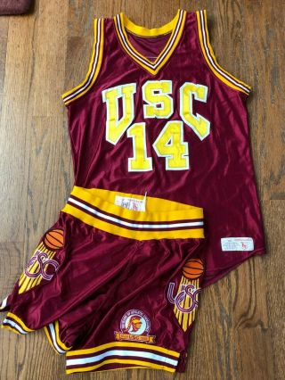 Vintage 1988 Usc Trojans Game Basketball Jersey Uniform Worn 14 Kyle Kazan