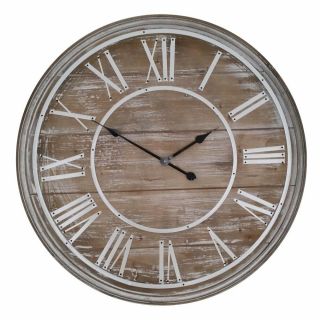 80cm Wooden Wall Clock Vintage Shabby Chic Large Open Face Roman Numerals