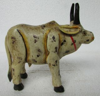 Old Handcrafted Wooden Nandi Cow Statue Vintage Collectible