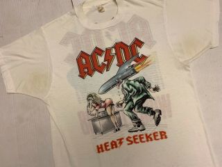 Vintage 1988 Ac/dc Heat Seeker Tour Shirt 50/50 Worn Out,  Thin L