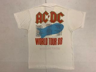 Vintage 1988 AC/DC Heat Seeker Tour Shirt 50/50 WORN OUT,  THIN L 9