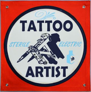 Tattoo Machine Vintage Gun Flash Banner Tattoo Artist