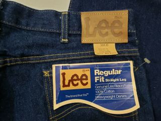 Vtg Old Stock Nos Lee Denim Blue Jeans W/ Tags Straight Leg 38x30