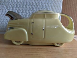 Vintage Hall China Car Teapot 6 Cup Yellow & Chrome Near