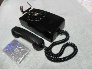 1957 Black Western Electric Bell System 554 Rotary Wall Telephone - Restored - Vtg