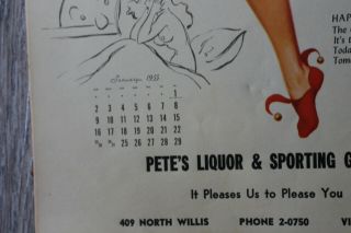 Vintage Bill Randall ' s 1955 Date Book Pin Up Girl Calendar Liquor Advertising Ad 3