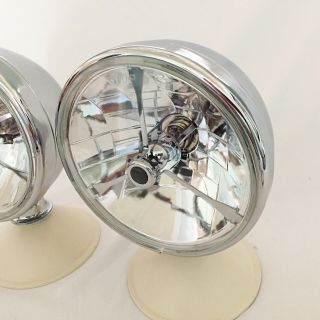 Deitz Hot Rod Headlamps Headlights With Tri - Bar Halogen Lenses - Black Dot