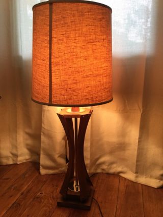 Lg Vintage Mid Century Modern Wooden Floor Table Lamp 39 "