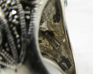 Vintage 925 Sterling Silver - Cabochon Cut Onyx & Gemstones Ring Sz 8 - R1028 4
