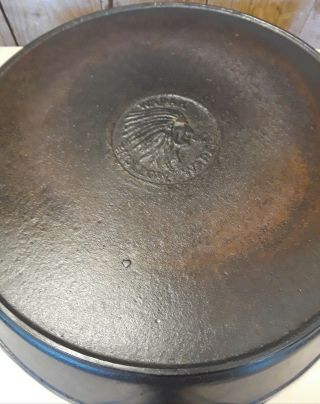 Vintage Wapak 8 Hollow Ware Indian Head Logo Cast Iron Skillet with Heat Ring 2