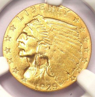 1929 Indian Gold Quarter Eagle $2.  50 Coin - Certified Ngc Au Detail - Rare Coin