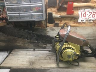 Vintage 1950s Pioneer 620 Chainsaw Chain Saw W/ Blade 22 " Long Good Compression
