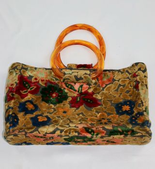 Vintage Rare Authentic JR Florida Tapestry Carpet Bag Handbag Floral Purse 2