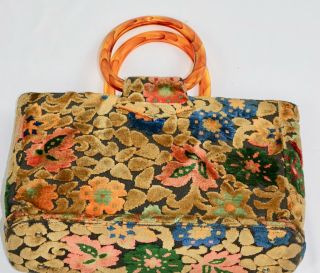 Vintage Rare Authentic JR Florida Tapestry Carpet Bag Handbag Floral Purse 3