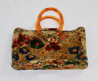 Vintage Rare Authentic JR Florida Tapestry Carpet Bag Handbag Floral Purse 5