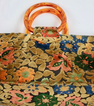Vintage Rare Authentic JR Florida Tapestry Carpet Bag Handbag Floral Purse 7