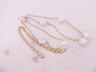 Silver gilt large baroque pearl & paste set flapper necklace,  925 5