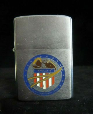 Vintage Zippo Lighter Enameled APOLLO 16 & General Electric Logo Moon Landing 3