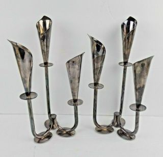 Vintage 2 Hans Jensen Danish Silver Plated Calla Lily Candle Holder Sticks