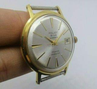 ☭ Rare Watch Poljot De Luxe Automatic Gold Plated Au20 Ussr Vintage Soviet