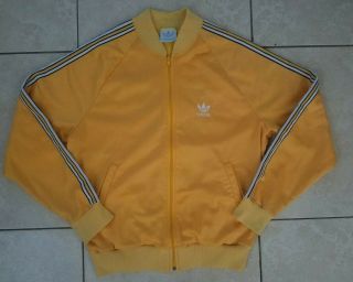 Vintage Adidas Track Jacket Triacetate Trefoil Yellow Sz Medium Adidas Spellout