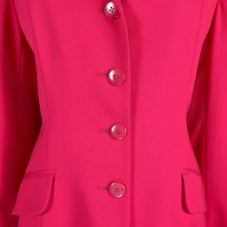 Vintage 80s Christian Dior Couture Bright Pink Iconic Bar Jacket Blazer Size 12 5