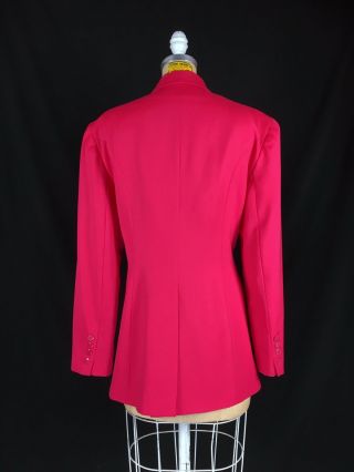 Vintage 80s Christian Dior Couture Bright Pink Iconic Bar Jacket Blazer Size 12 6