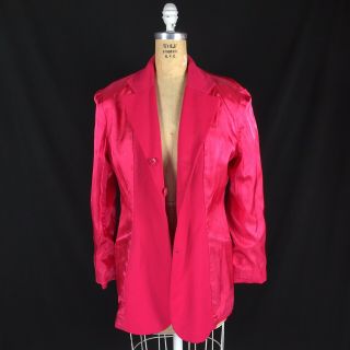 Vintage 80s Christian Dior Couture Bright Pink Iconic Bar Jacket Blazer Size 12 7