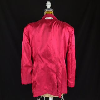 Vintage 80s Christian Dior Couture Bright Pink Iconic Bar Jacket Blazer Size 12 8