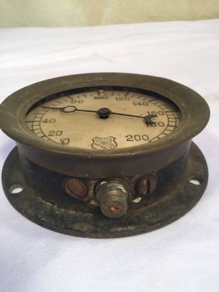 Vintage Brass Ashcroft Mfg Steam Gauge 0 - 200 Steampunk Railroad 6” 2