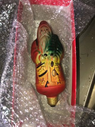 Vintage Large 8.  5 " Glass Santa Claus Christmas Bulb Japan -