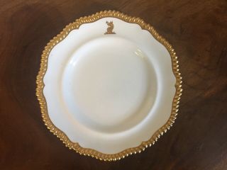 Antique Spode Porcelain Dinner Plate Thomas Goode White & Gold Armorial Crest 4