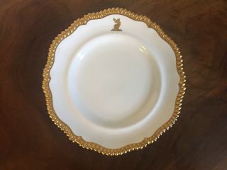 Antique Spode Porcelain Dinner Plate Thomas Goode White & Gold Armorial Crest 6
