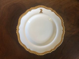 Antique Spode Porcelain Dinner Plate Thomas Goode White & Gold Armorial Crest 7
