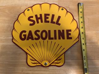 Vintage Shell Gasoline Porcelain Service Gas Station Pump Plate Sign
