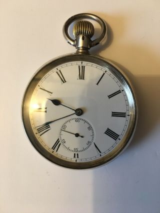Antique Mens Silver Pocket Watch Patent Lever Chronograph 50mm