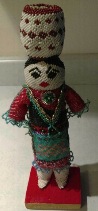 Seed Bead Doll Native American Zuni Signed Folk Art Vintage Rare Fetish Figure 2