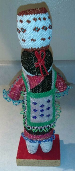 Seed Bead Doll Native American Zuni Signed Folk Art Vintage Rare Fetish Figure 5