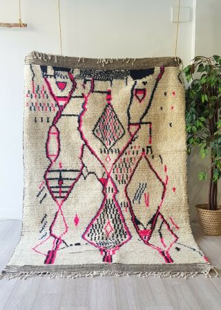 Azilal Rug,  Vintage Moroccan Rug Beni Ourain Carpet,  Wool Rug,  5.  1 Ft/7.  9 Ft