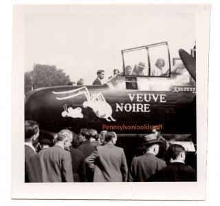 Photo Wwii Black Widow P - 61 Plane W/ French Nose Art - Veuve Noire - Nr