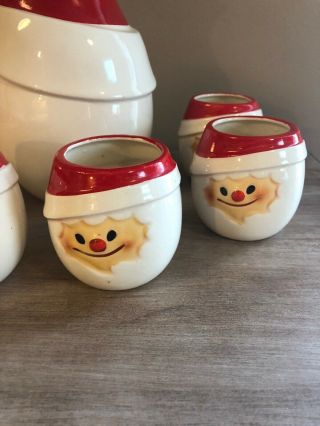 Vintage Holt Howard Christmas Cloud Santa 1967 Pitcher 6 Cups Vintage Santa Set 4