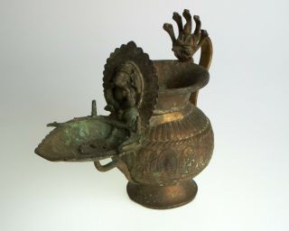 Antique Indian Asian Hindu Ganesha brass lamp. 2