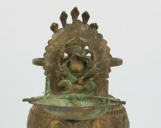 Antique Indian Asian Hindu Ganesha brass lamp. 5