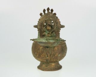 Antique Indian Asian Hindu Ganesha brass lamp. 6