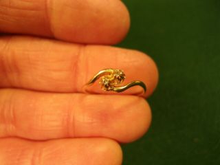 Vtg Antique Art Deco Era? Ladies 14k Gold Double Diamond Promise Ring
