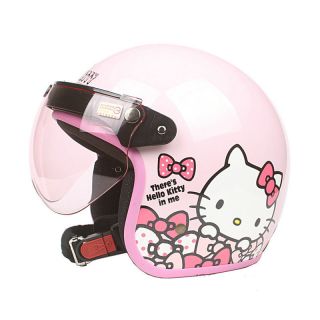 Women Motorcycle Pink Helmet Vintage Hello Kitty Girls Scooter Bike Protective