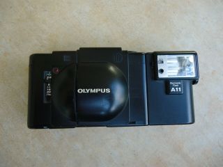 Vintage Olympus Xa A11 With Flash,  Black 35mm Camera