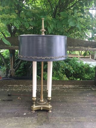 Vintage Mid Century Stiffel Brass Desk Bouillotte Candlestick Lamp Orig Shade